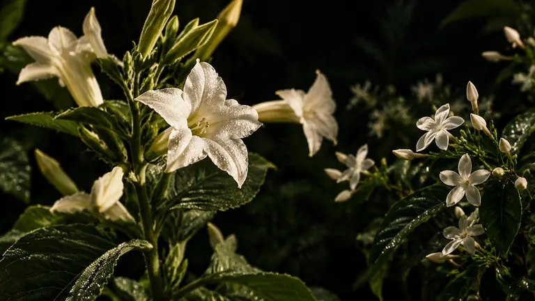 Foto: Sitzplatz im Garten bei Nacht mit warmem Licht und Gläsern auf dem Tisch